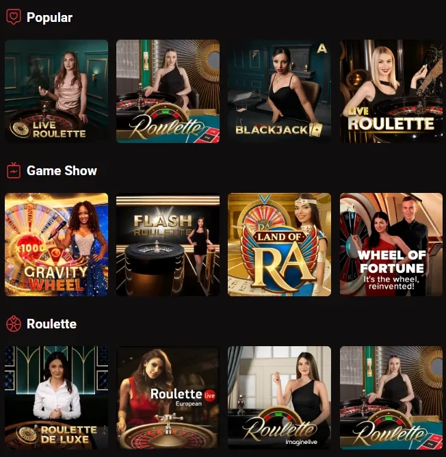 Live casino tafels bij Legionbet Casino